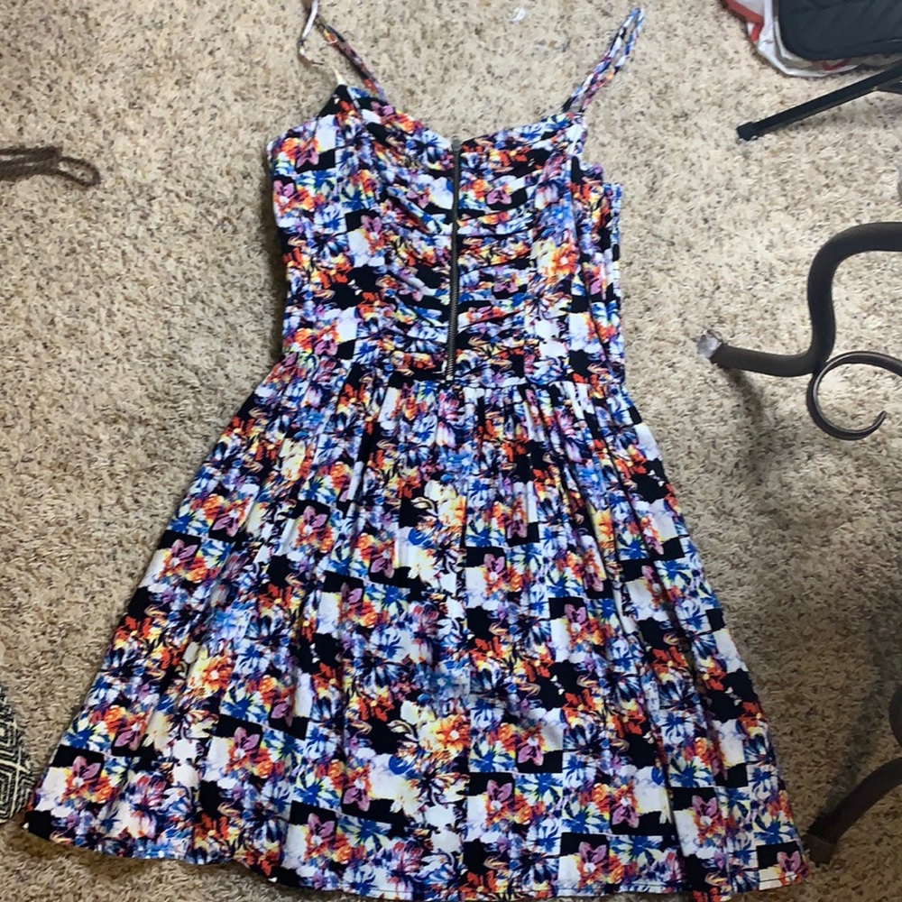 checkered floral dress